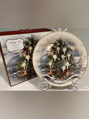 Pottery Barn Nostalgic Christmas Tree 10.5" Dinner Plates Set Of 4 In Box